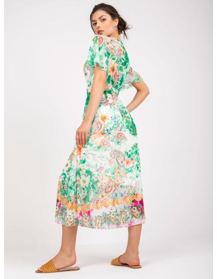 Női nyomtatott rövid ujjú midi ruha RAINA zöld