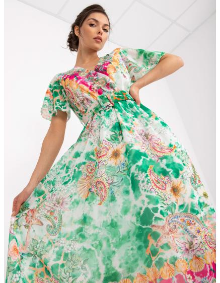 Női nyomtatott rövid ujjú midi ruha RAINA zöld
