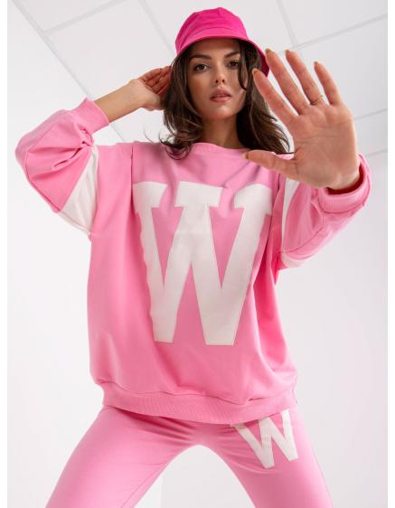 Dámske bavlnené tepláky JOLETTA ružovo-biele