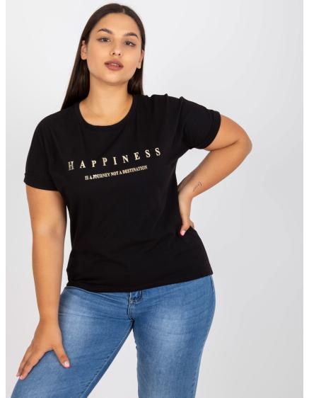 Dámské tričko se zlatým potiskem plus size GOLD černé  