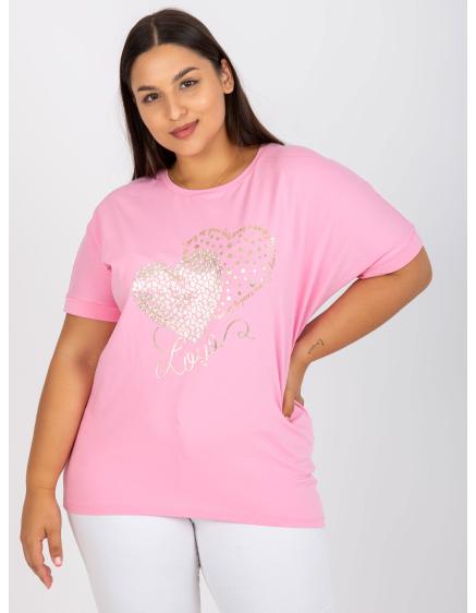 Női plus size laza szabású pamut póló SAY pink