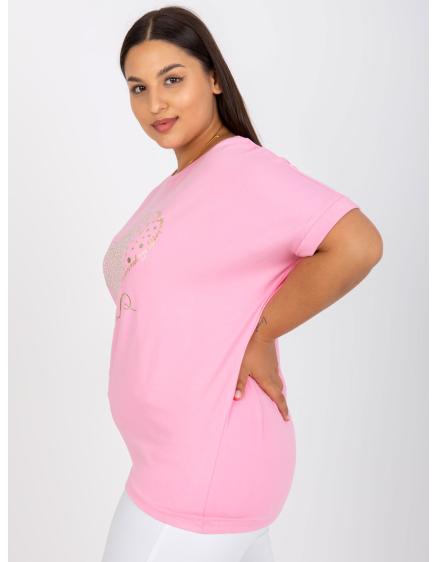 Női plus size laza szabású pamut póló SAY pink