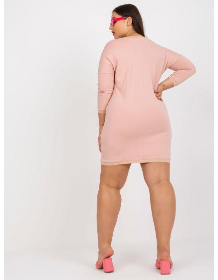 Dámská tunika s výstřihem do V plus size bavlněná CLARK růžová  