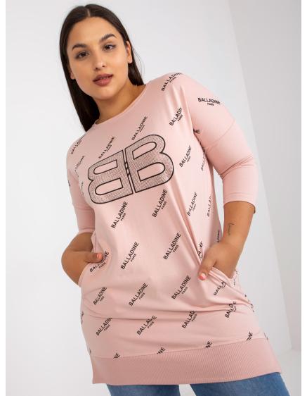 Női hosszú plus size blúz zsebekkel IVETTE rózsaszínű