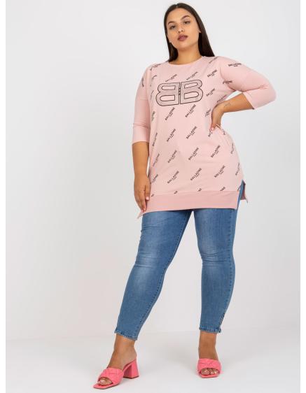 Női hosszú plus size blúz zsebekkel IVETTE rózsaszínű