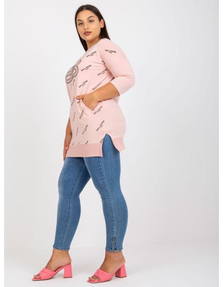 Női hosszú plus size blúz zsebekkel IVETTE rózsaszínű