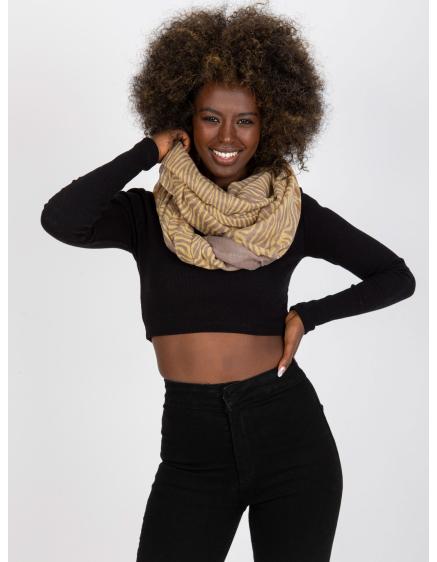 Dámská šála s motivem BECKY tmavě béžová a žlutá 