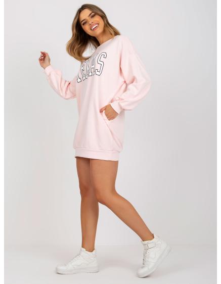 Női túlméretezett nyomtatott pulóver DIANNE világos rózsaszínű