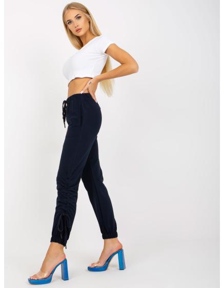 Női pamut melegítőnadrág KELLEN tengerészkék, nyakkendővel