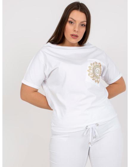 Női plus size blúz zsebekkel pamut BEA fehér