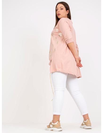 Dámská halenka plus size volného střihu bavlněná TRIA růžová 