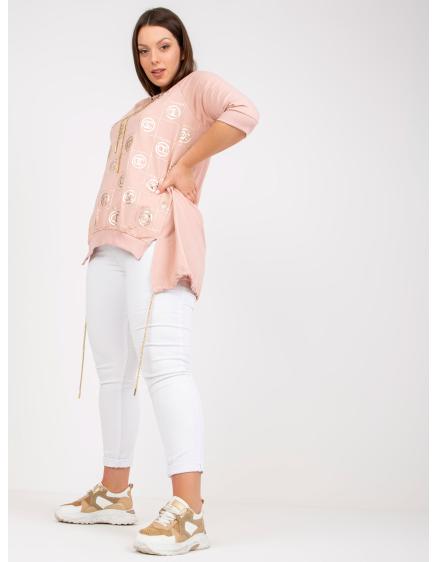 Dámská halenka plus size volného střihu bavlněná TRIA růžová 