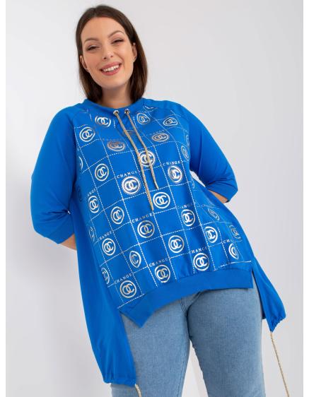 Dámská halenka s nášivkou volná plus size FREE tmavě modrá 