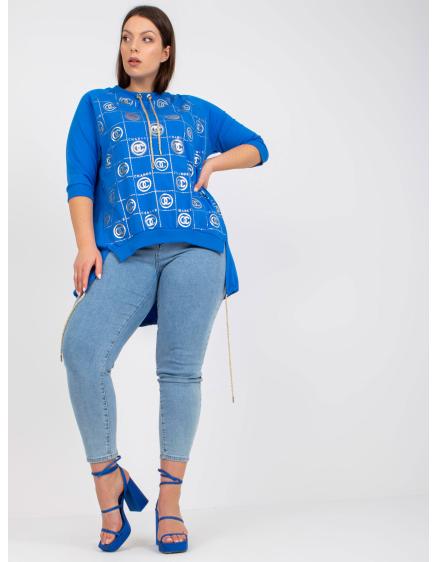 Dámská halenka s nášivkou volná plus size FREE tmavě modrá 