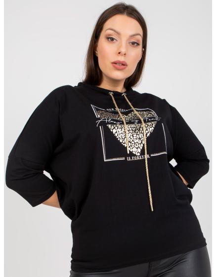 Női nyomtatott plus size blúz NILES fekete