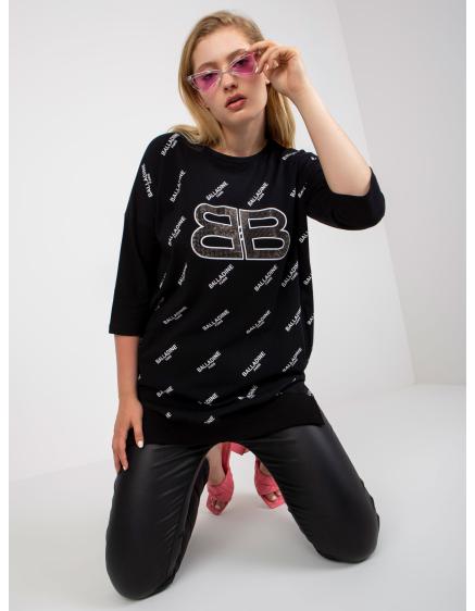 Női hosszú, plus size blúz CARMELA fekete