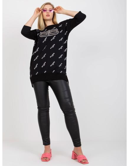 Női hosszú, plus size blúz CARMELA fekete