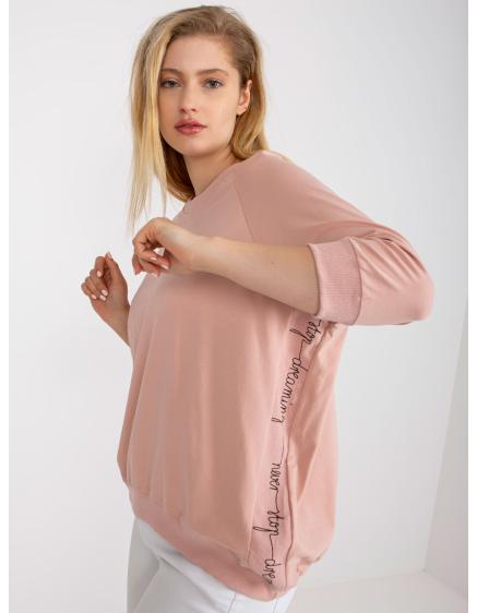 Dámska blúzka s okrúhlym výstrihom plus size DONELL pink