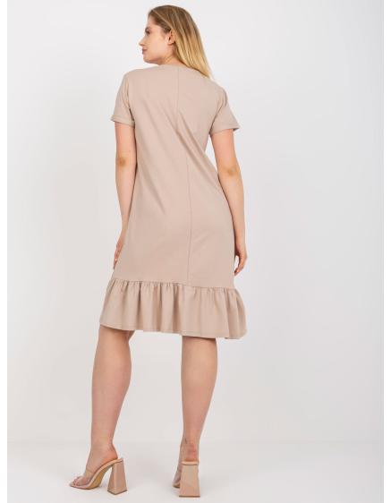 Női rövid ujjú egyszerű plus size ruha MARLENA bézs színű