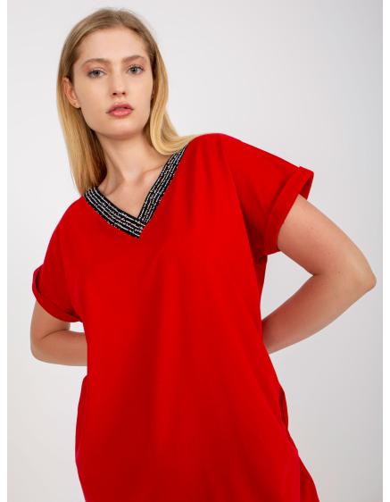 Női rövid ujjú blúz plusz méret ALFIE piros