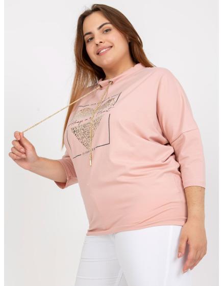 Női plus size pamut blúz CLARABEL rózsaszín