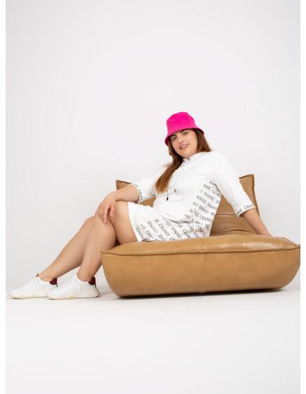Dámské šaty s nápisy mini plus size BEULAH bílé  