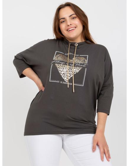 Női plus size pamut blúz MARAYANN khaki