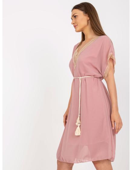 Dámske šaty s výstrihom do V SHARON pink light pink