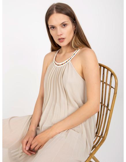Női mini ruha rakott SHANNEN bézs színben