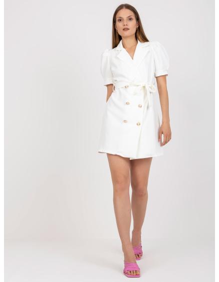 Dámske elegantné mini koktailové šaty s gombíkmi CHRISTELLE white