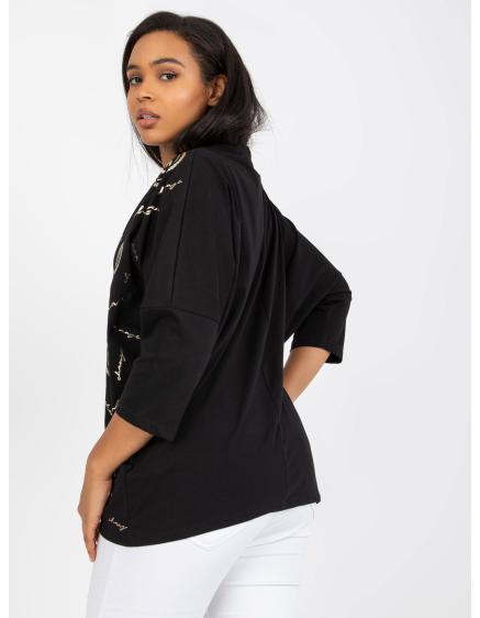 Dámska bavlnená blúzka s potlačou plus size GAE black
