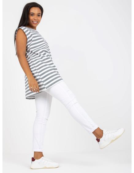 Dámský top s kulatým výstřihem plus size LIDY bílo-šedý 