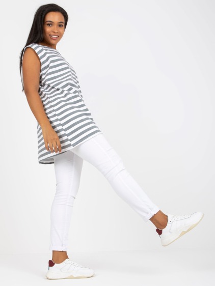 Dámsky top s okrúhlym výstrihom plus size LIDY bielo-sivý