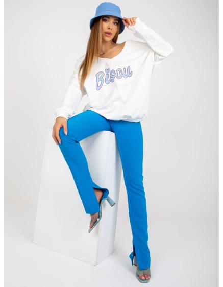 Dámska mikina s potlačou CREW biela a modrá