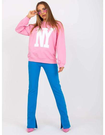 Női nyomtatott pamut pulóver JAMIE rózsaszínű