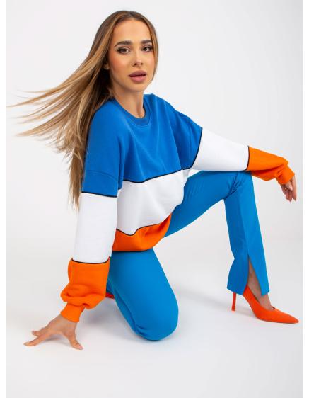 Dámska mikina RUE PARIS modrá a oranžová