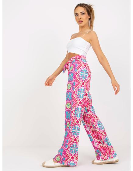 Női széles szárú nadrág PATY mintával rózsaszínben