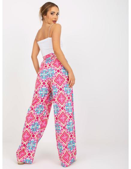 Női széles szárú nadrág PATY mintával rózsaszínben