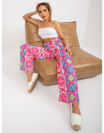 Női széles szárú nadrág PATY mintával rózsaszínben