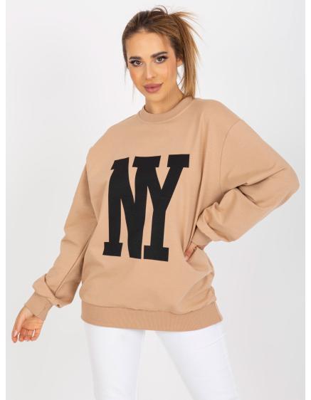 Női kapucnis pulóver plus size nyomtatással IVA bézs színű