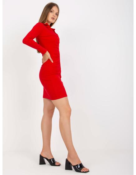 Dámské šaty s knoflíky RUE PARIS červené  