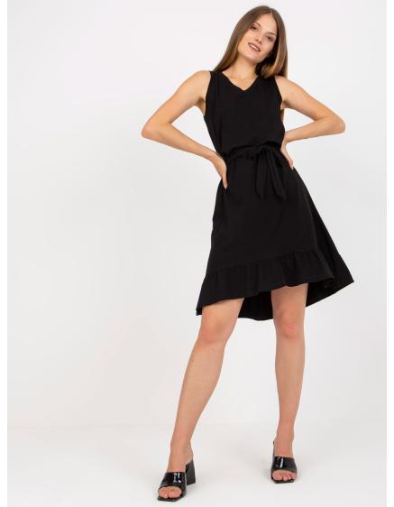 Dámske šaty s volánom bavlnené RUE PARIS čierne