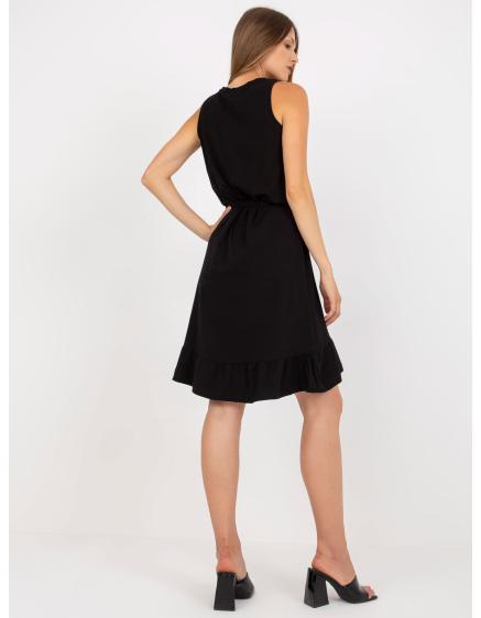 Dámske šaty s volánom bavlnené RUE PARIS čierne