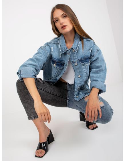 Dámská bunda s kapsami džínová RUE PARIS modrá  