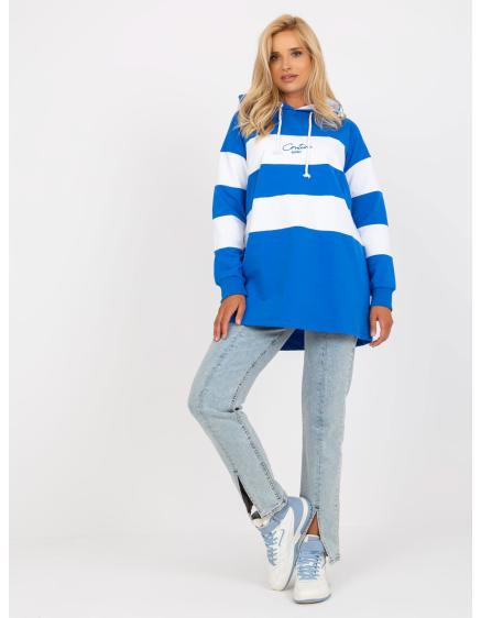Dámska mikina s kapucňou pruhovaná RUE PARIS modrobiela
