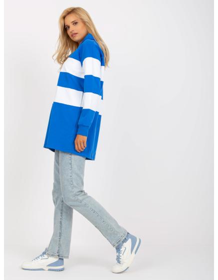 Dámska mikina s kapucňou pruhovaná RUE PARIS modrobiela