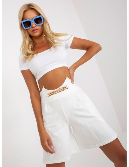 Dámské šortky široké ležérní s řetízkem DAFF ecru 