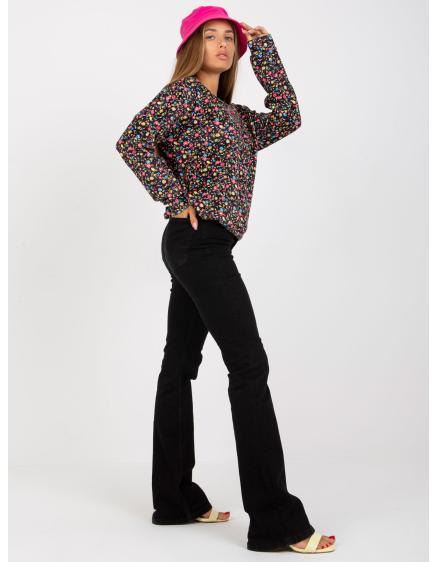 Női bársony viscose virágos blúz RUE PARIS fekete