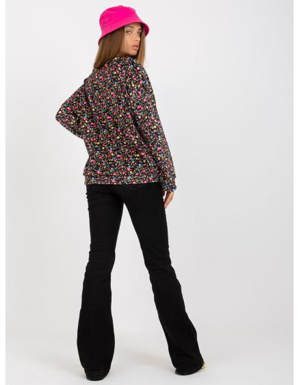 Női bársony viscose virágos blúz RUE PARIS fekete
