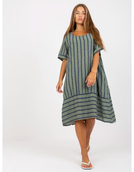 Dámské šaty s pruhy bavlněné oversize BENNIE khaki  
